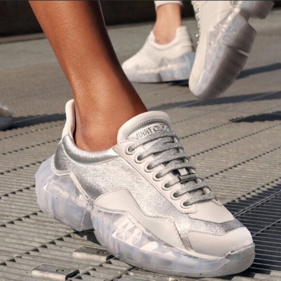 Jimmy Choo Women's Metallic Diamond/f Leather Trainer - Picture 2 of 16